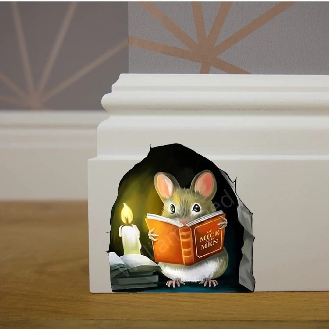 3D Mouse Reading Book in Mouse Hole  Wall Decal Sticker  - Etsy | Etsy (US)
