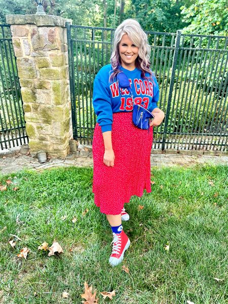 ✨SIZING•PRODUCT INFO✨
⏺ West Coast Varsity Cropped Crewneck Sweatshirt •• L •• Runs Big •• Walmart
⏺ Watermelon/Red Polka Dot Midi Crinkle High-Waisted Skirt •• L •• sized down for a more flattering fit •• Walmart 
⏺ Red Hightop Sneakers •• TTS •• Walmart 
⏺ Cobalt Blue Bum Bag Crossbody •• Walmart 
⏺ Cobalt Blue Crew Socks •• linked similar 

👋🏼 Thanks for stopping by!

📍Find me on Instagram••YouTube••TikTok ••Pinterest ||Jen the Realfluencer|| for style, fashion, beauty and…confidence!

🛍 🛒 HAPPY SHOPPING! 🤩

#walmart #walmartfinds #walmartfind #founditatwalmart #walmart style #walmartfashion #walmartoutfit #walmartlook #skirt #skirtoutfit #skirtoutfitinspo #skirtoutfitinspiration #skirtlook #skirtstyle #skirtfashion #skirtworkwear #skirtprofessional #skirtoffice #sneakersfashion #sneakerfashion #sneakersoutfit #tennis #shoes #tennisshoes #sneakerslook #sneakeroutfit #sneakerlook #sneakerslook #sneakersstyle #sneakerstyle #sneaker #sneakers #outfit #inspo #sneakersinspo #sneakerinspo #sneakerinspiration #sneakersinspiration #casual #casualoutfit #casualfashion #casualstyle #casuallook #weekend #weekendoutfit #weekendoutfitidea #weekendfashion #weekendstyle #weekendlook #blue #darkblue #lightblue #navy #navyblue #babyblue #cobaltblue #grayblue #teal #tealblue #blueoutfit #blueoutfitinspo #bluestyle #blueshirt #bluepants #blueoutfitinspiration #outfitwithblue #bluelook #fannypack #fanny #pack #bumbag #bum #bag #pouch #handsfree #belt #bag #beltbag #waist #crossbody 
#under10 #under20 #under30 #under40 #under50 #under60 #under75 #under100
#affordable #budget #inexpensive #size14 #size16 #size12 #medium #large #extralarge #xl #curvy #midsize #blogger #vlogger
budget fashion, affordable fashion, budget style, affordable style, curvy style, curvy fashion, midsize style, midsize fashion

#LTKmidsize #LTKfindsunder50 #LTKstyletip