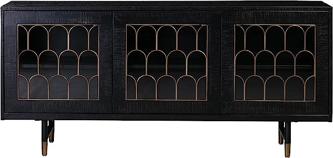 TOV Furniture The The Gatsby Collection Art Deco Brass Dark Acacia Wood Buffet Table with Tempere... | Amazon (US)