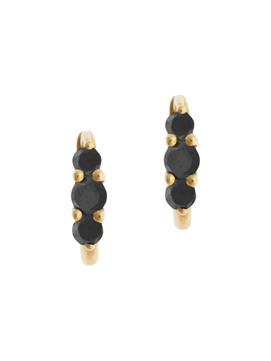 Rivulet 14K Yellow Gold & 0.40 TCW Black Diamond Small Oval Hoop Earrings | Saks Fifth Avenue (UK)