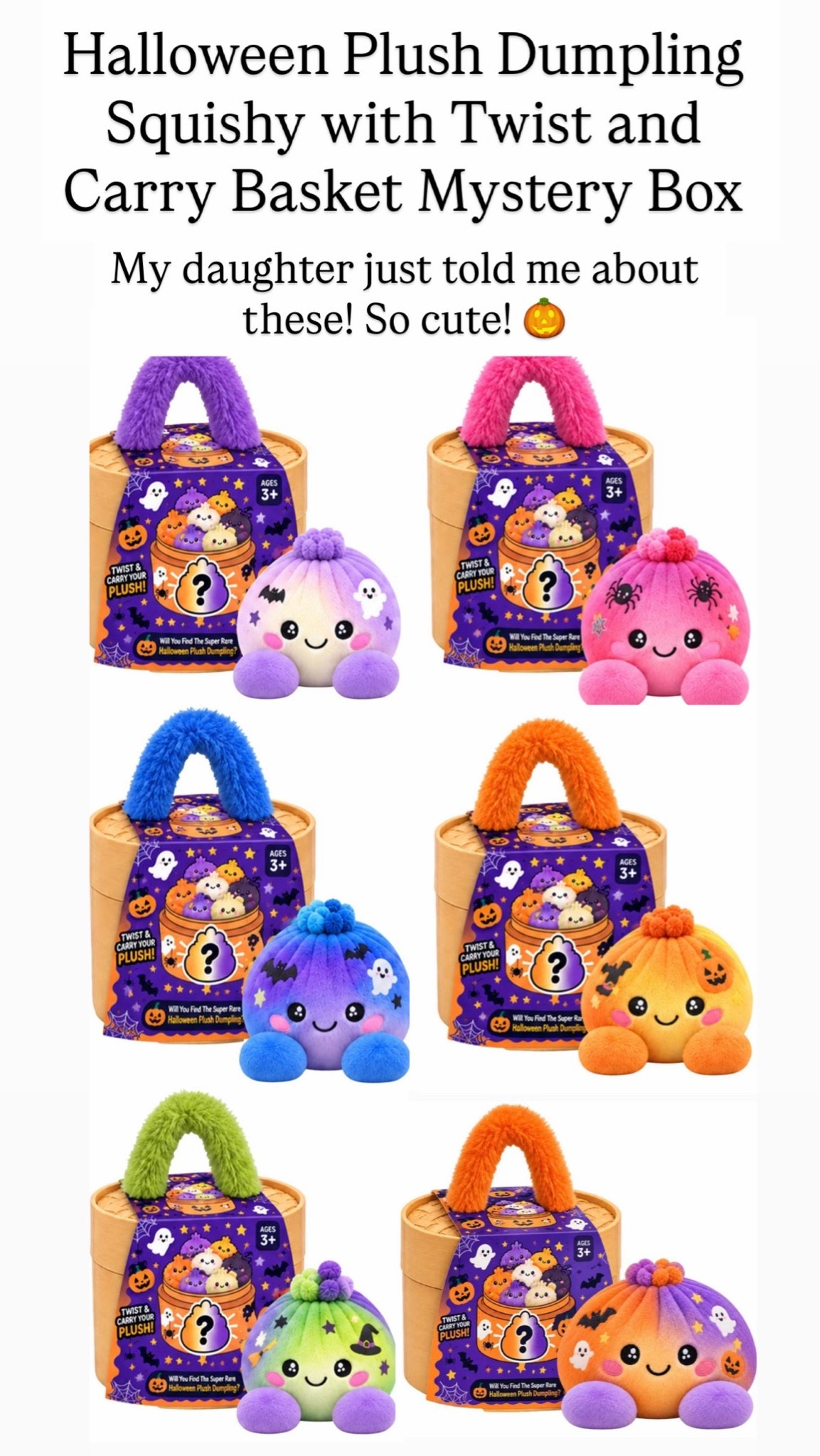 Halloween Plush Dumpling Squishy with Twist and Carry Steamer Basket Blind Box

#LTKKids #LTKSeasonal