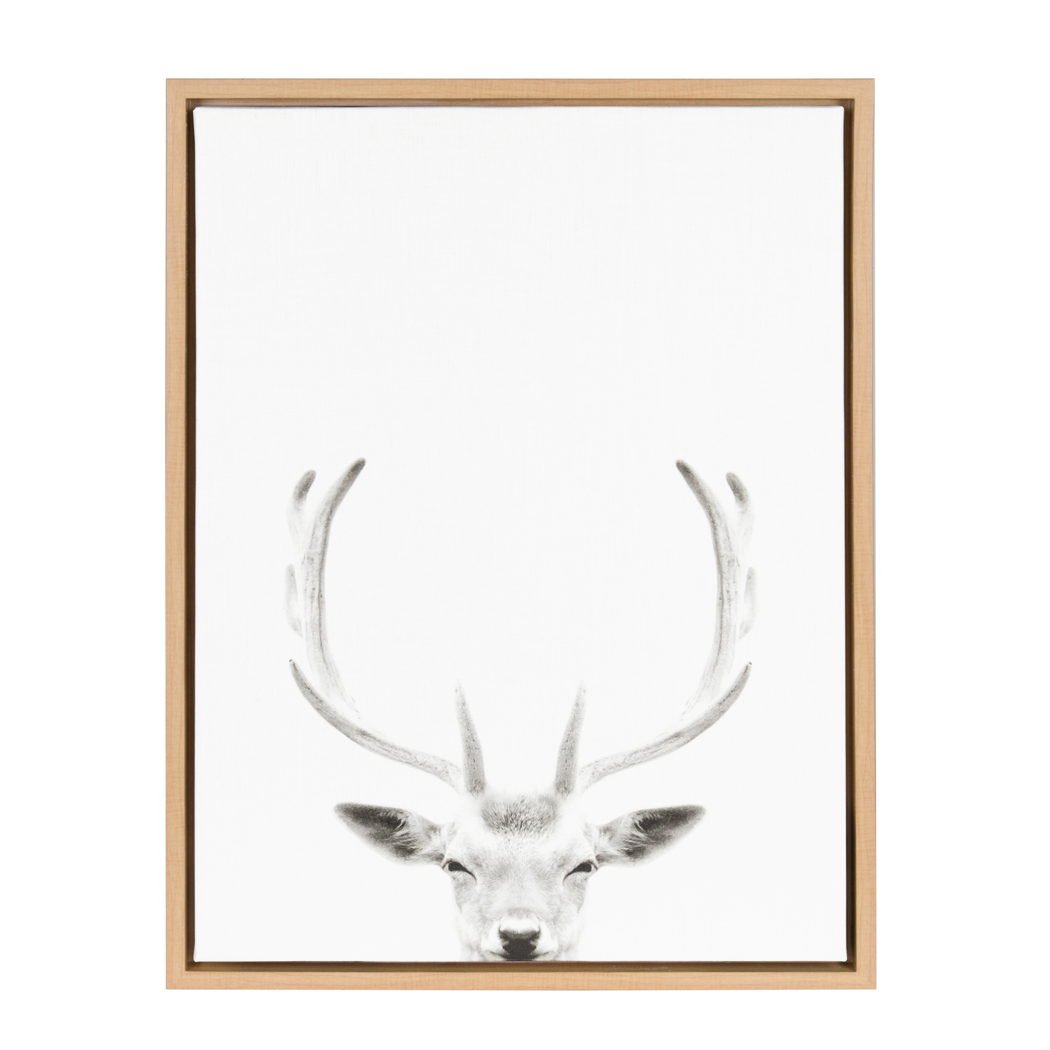 Sylvie Deer Portrait 18x24 Natural Framed Canvas Wall Art | Overstock