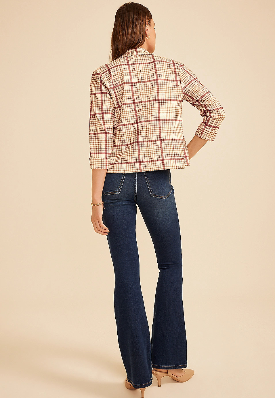 Versa Cropped Plaid Blazer | Maurices