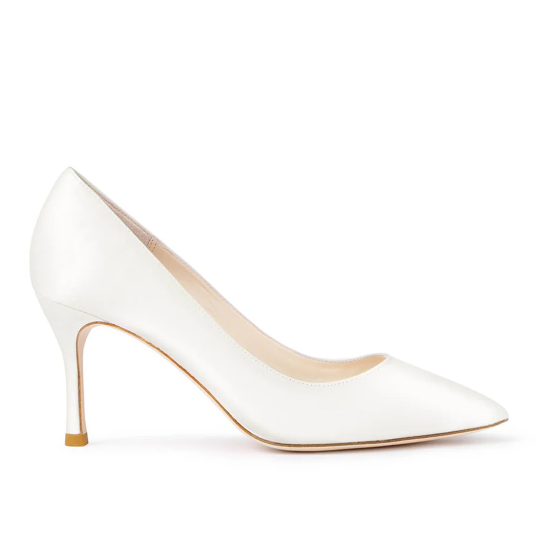 3 Inch White Silk Bridal Pumps | Bella Belle Shoes