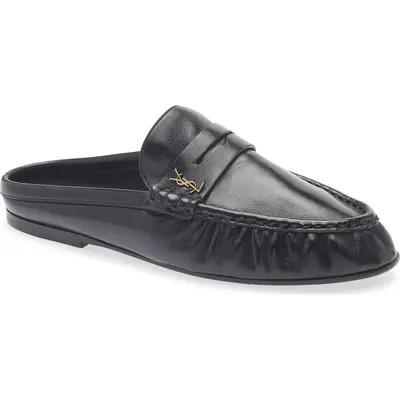 Saint Laurent Le Penny Loafer Mule in Nero at Nordstrom, Size 9Us | Nordstrom