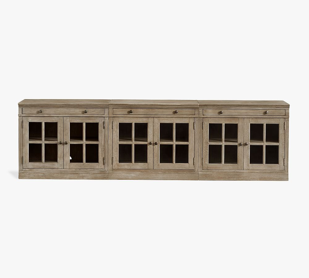 Livingston Media Console with Glass Cabinets (105'') | Pottery Barn (US)