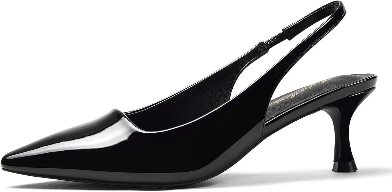 Elisabet Tang 1.96IN Trendy Closed Toe Slingback Kitten Heels for Women Low Dressy Pumps Wide Wid... | Amazon (US)