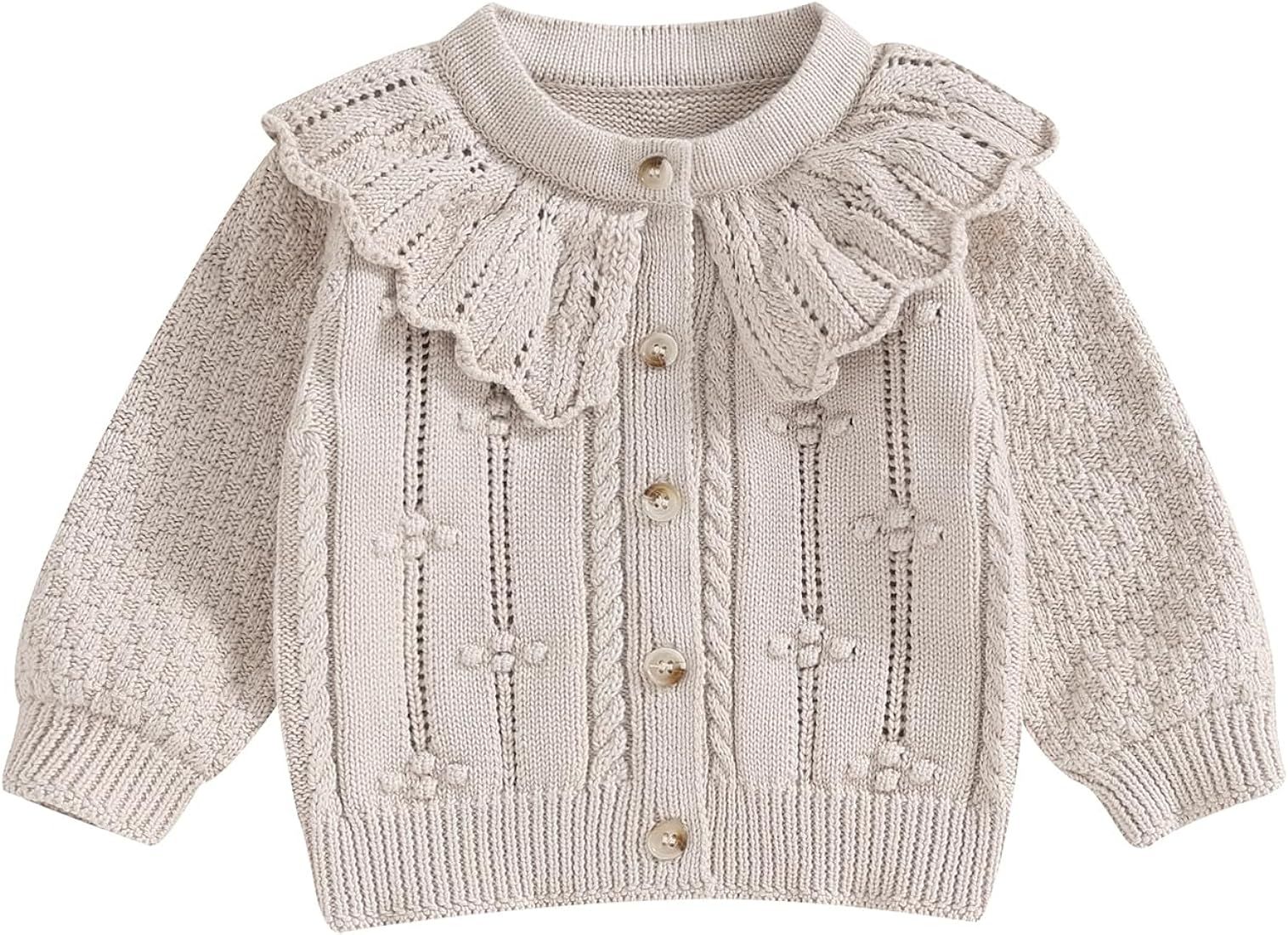 Baby Girl Knit Cardigan Toddler Girl Button Down Sweater Baby Girl Sweaters Outerwear for All Sea... | Amazon (US)