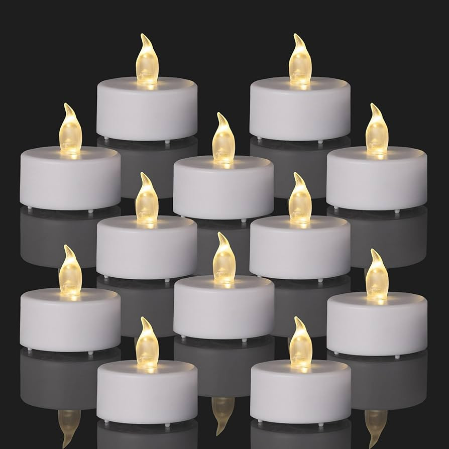 100PCS Flameless LED Tea Lights Candles, Realistic and Bright Flickering Long Lasting 200Hours Ba... | Amazon (US)