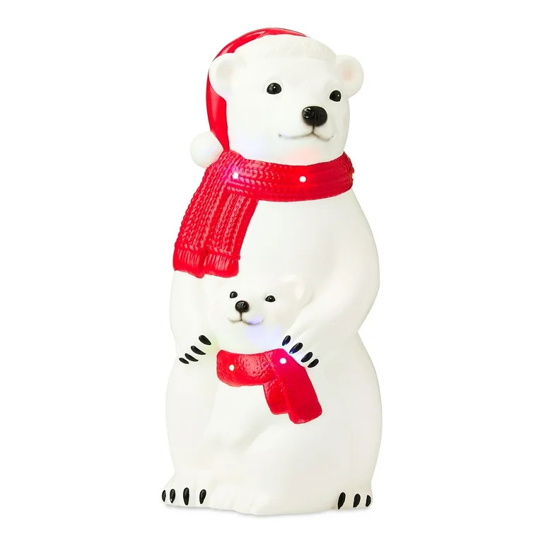 Lighted Blow Mold Polar Bear Outdoor Christmas Decoration, Multicolor, 28", by Holiday Time | Walmart (US)