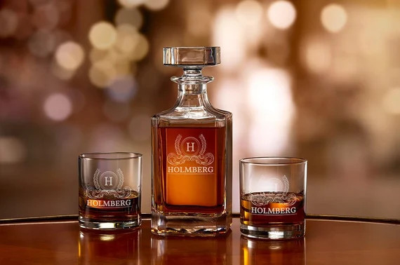 Engraved Decanter Set, Personalized Decanter Set, Custom Decanter, Whiskey Bourbon Decanter, Etch... | Etsy (US)