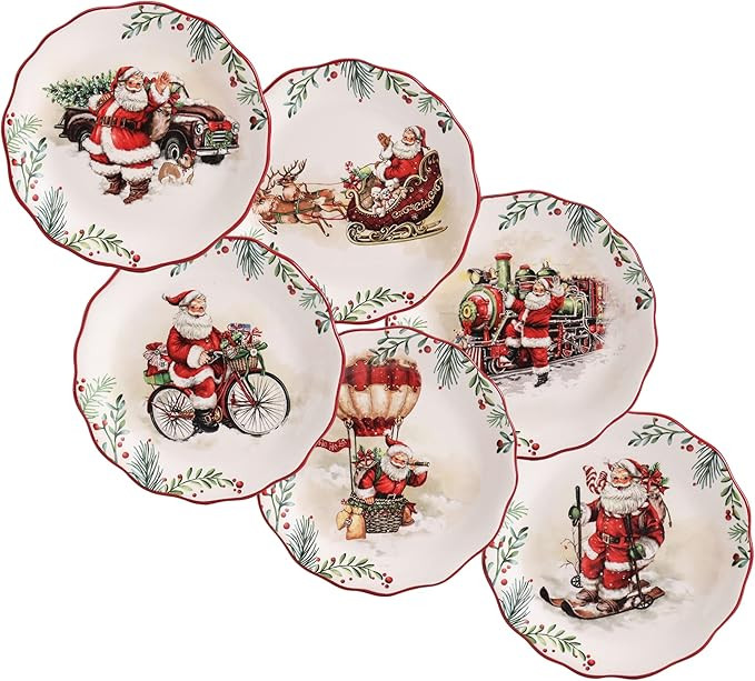 Bico Santa On The Way Ceramic Appetizer Plates, 6 inch, Set of 6, for Tapas, Salad, Appetizer, Mi... | Amazon (US)