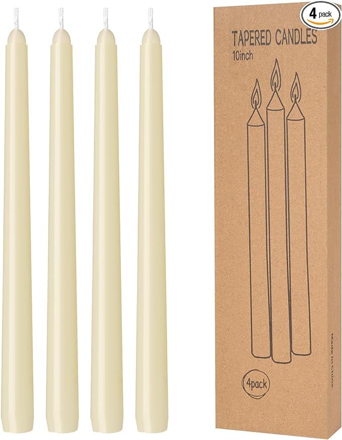 4 Pack Lvory Taper Candles - Taper Candles 10 Inch Dripless, Smokeless & Unscented - 8 Hours Long... | Amazon (US)