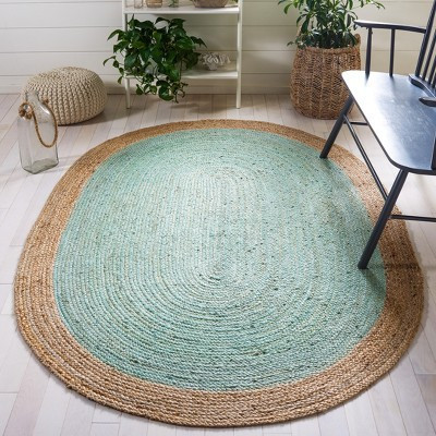 Natural Fiber NF801 Hand Woven Indoor Area Rug - Aqua/Natural - 5'x8' Oval - Safavieh | Target