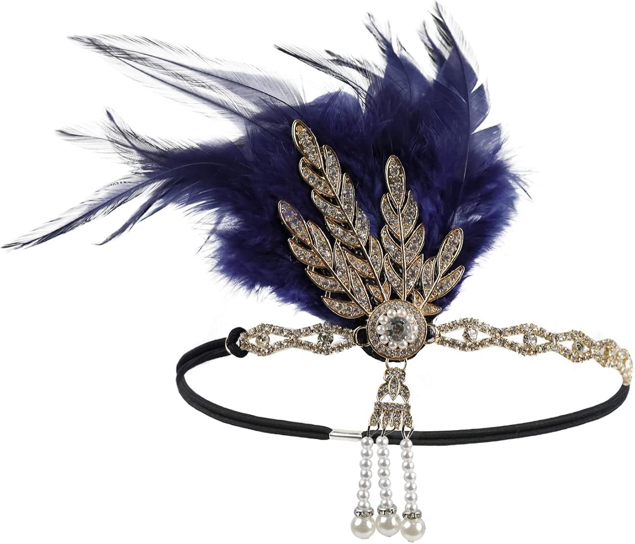 Women's Vintage Flapper Headband Daisy Buchanan Costume Great Gatsby Leaf Tiara Headpiece 1920's Fan | Amazon (US)