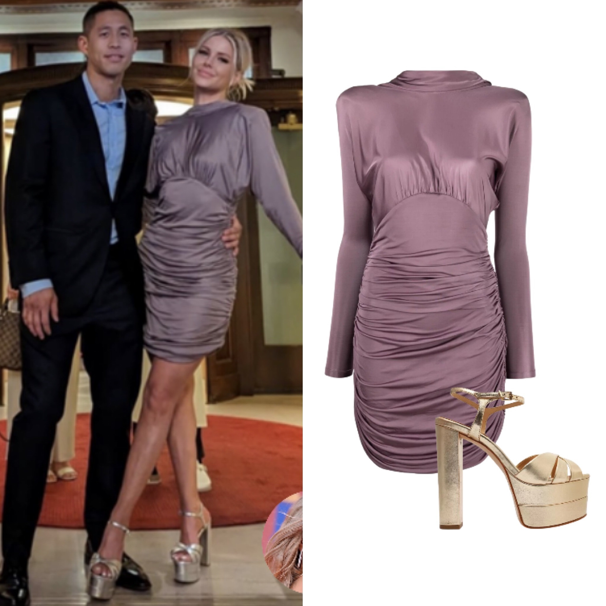 Ruched and Ready // Get Details On Ariana Madix's Purple Ruched Dress With The Link In Our Bio 📸 + Info= @arianamadix #VanderpumpRules #ArianaMadix