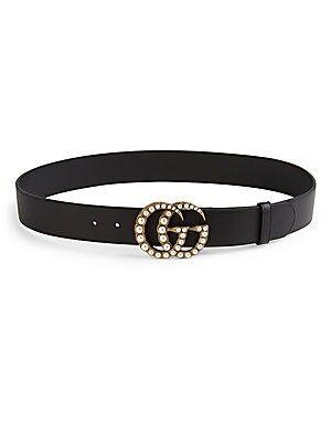 Pearly GG Buckle Leather Belt | Saks Fifth Avenue