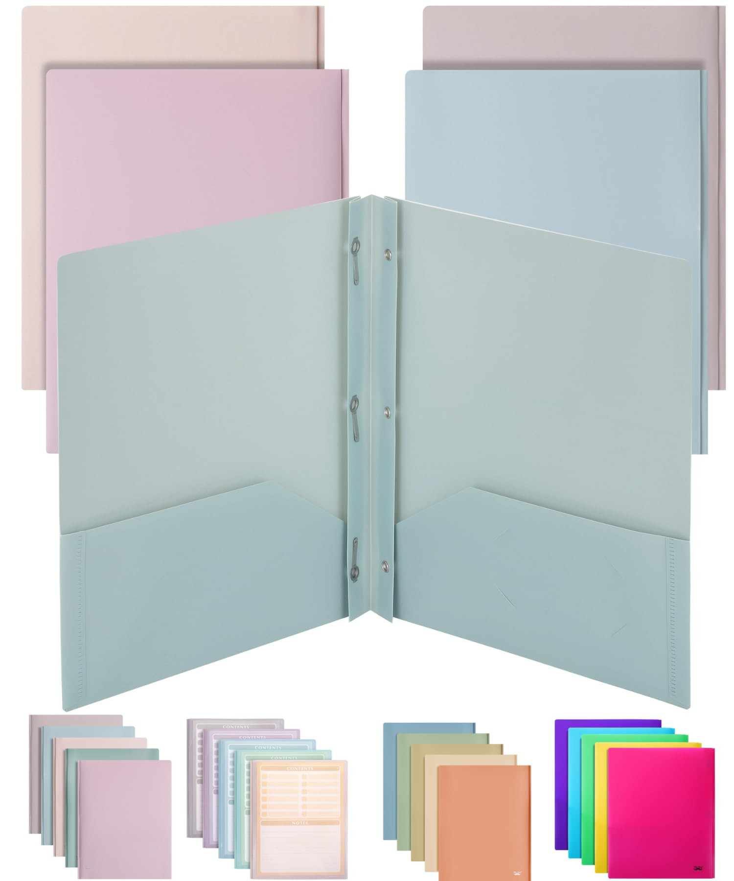 Mr. Pen Plastic Folders with Pockets and Prongs, 5 Pack, Muted Pastel Colors, Letter (8.5" x 11")... | Amazon (US)
