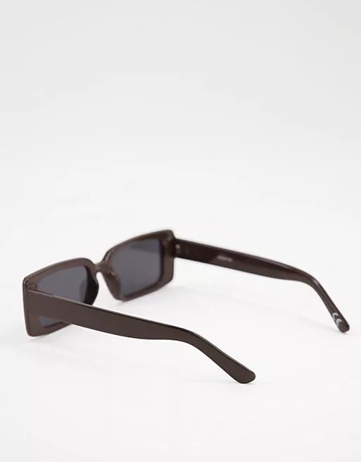 ASOS DESIGN mid square sunglasses in brown | ASOS (Global)