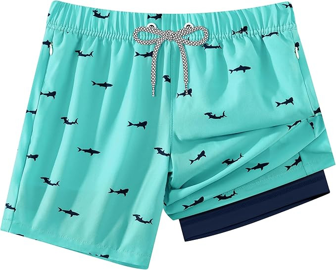 APTRO 2 in 1 Boy's Swim Trunks Quick Dry Kids Bathing Suits Zipper Pockets Board Shorts 5-16Y | Amazon (US)
