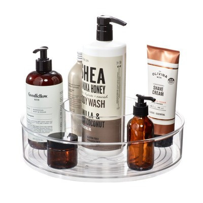 iDESIGN Linus Plastic Turntable Organizer Clear: Rotating Bath Storage Cabinet | Target