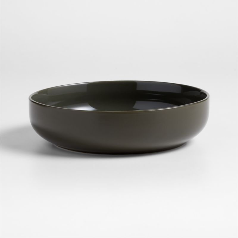 Hudson Burnt Green Stoneware Low Bowl + Reviews | Crate & Barrel | Crate & Barrel
