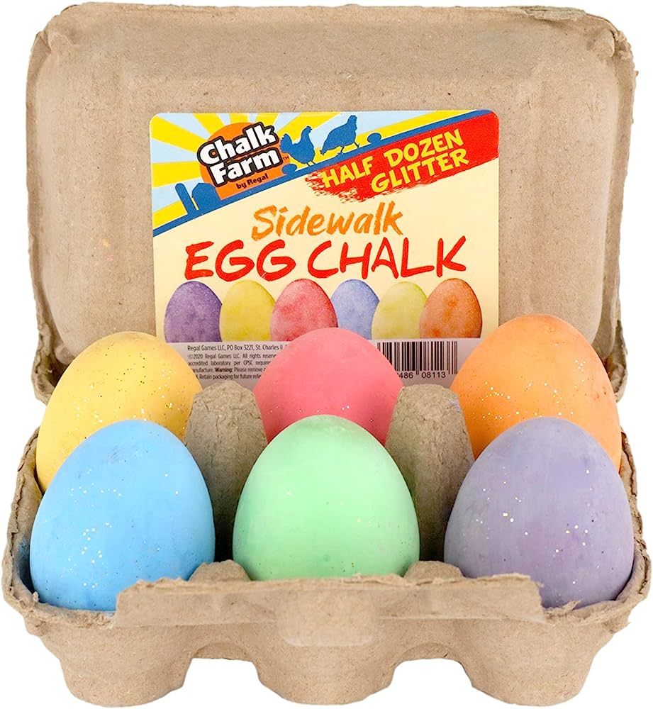 Regal Games Sidewalk Glitter Egg Chalk, 6 Count Chalk, Non-Toxic, Washable, Art Set | Amazon (US)