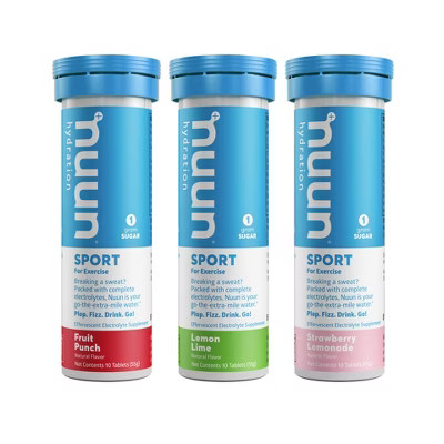 nuun Hydration Sport Vegan Tablets - Strawberry Lemonade, Lemon Lime, & Fruit Punch - 10ct/3pk | Target