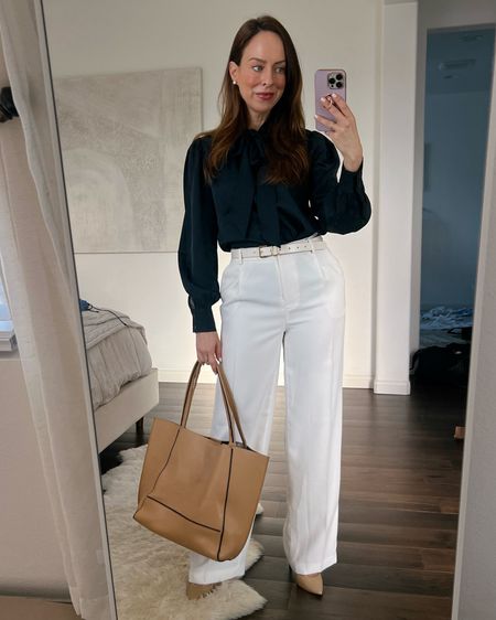 I have three of these tie neck blouses. They’re always my go-to when I want to look professional, polished and feminine. {wearing size S} - also highly recommend these pumps. I have them in a few colors and they’re really comfy for the height! Run tts

#LTKstyletip