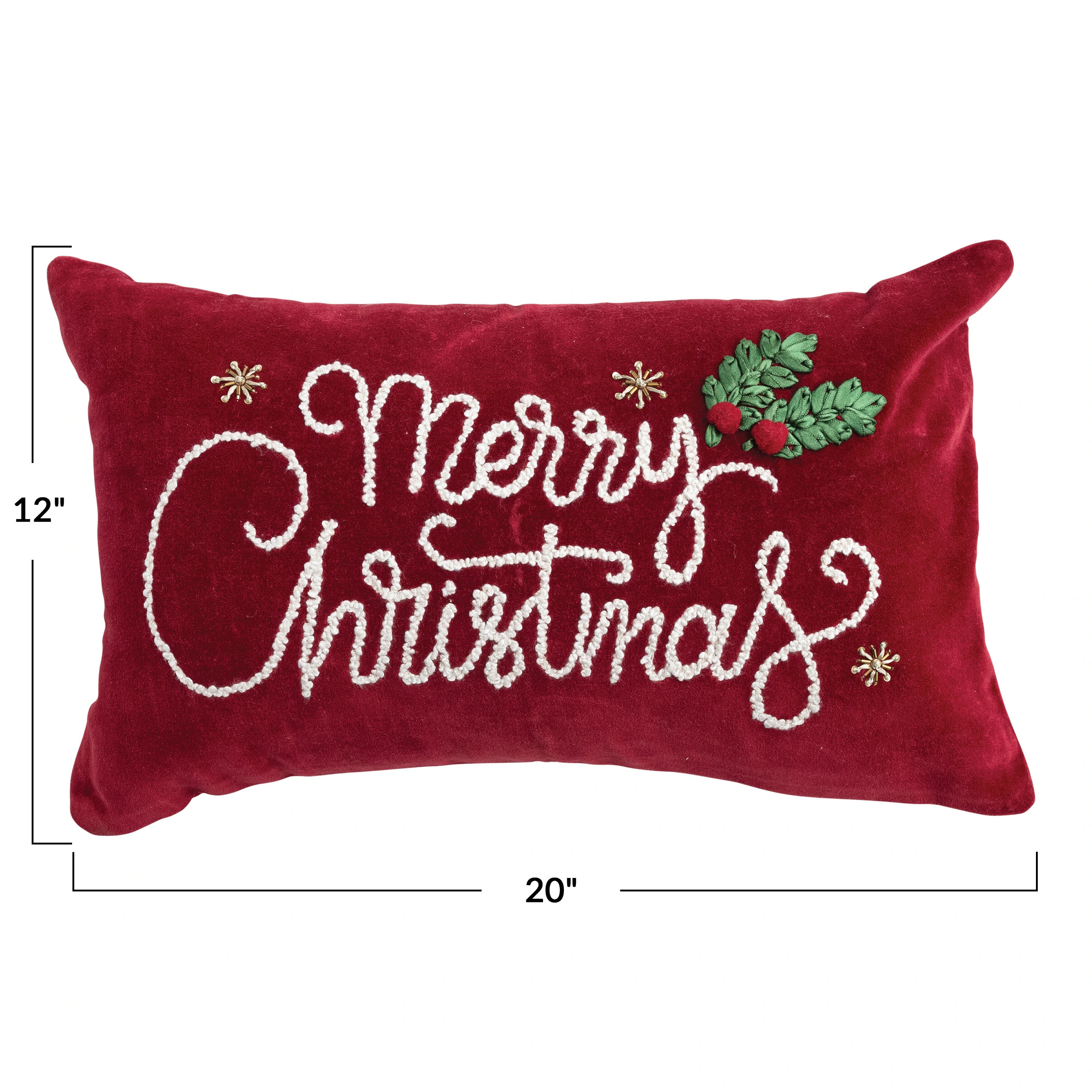 "Merry Christmas" Cotton Velvet Lumbar Pillow | Bed Bath & Beyond