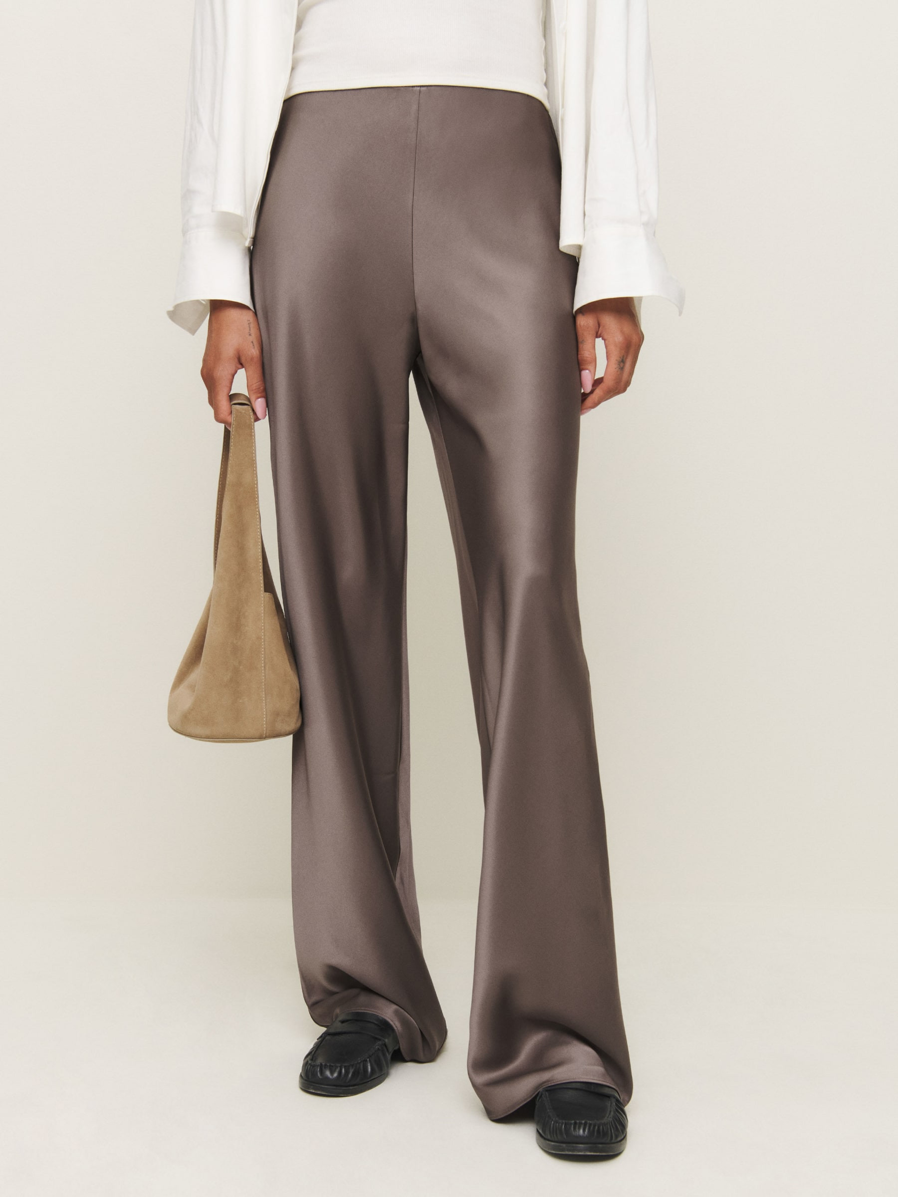 Gale Satin Mid Rise Bias Pant | Reformation (Global)