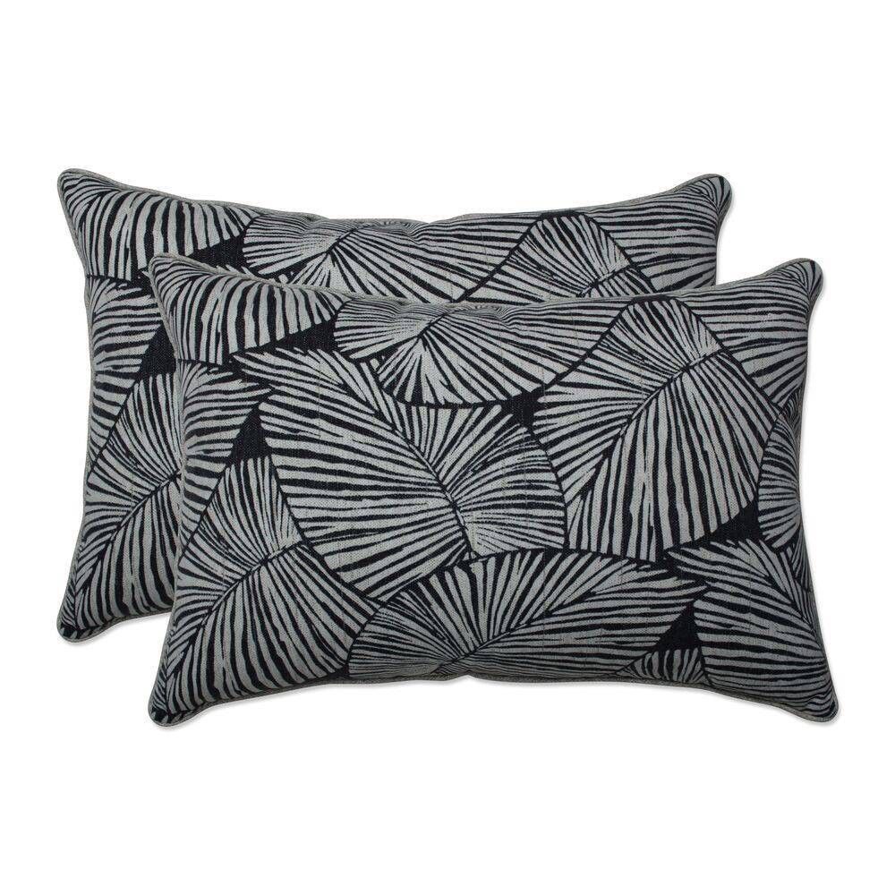 2pc Outdoor/Indoor Oversized Rectangular Throw Pillow Set Talia Noir Black - Pillow Perfect | Target