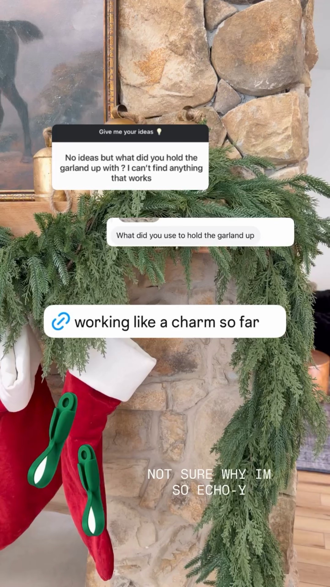 How I hang my Christmas garland on a stone and wood fireplace 🎅🏼 This little trick is working like a charm so far. No drilling, no damage, and it holds all the weight of my faux cedar garland. Linking everything I used on LTK so you can recreate the look stockings, hooks, and garland staples included. 🎄

garland hanging hack, stone fireplace garland, Christmas mantel decor, holiday decorating tips, how to hang garland, Christmas home styling, faux cedar garland #GarlandHack #ChristmasMantel #HolidayDecorIdeas #MantelDecor #StoneFireplaceDecor #ChristmasGarland #HolidayHomeDecor #LTKHoliday #LTKHome #LTKDecor #FauxCedarGarland #HolidayMantelDecor #ChristmasDecorInspo

#LTKFindsUnder50 #LTKHoliday #LTKCyberWeek