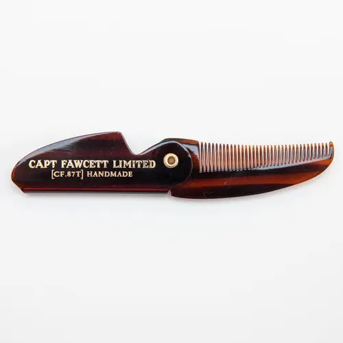 Captain Fawcett Folding Pocket Moustache Comb, tortoiseshell look folding mustache comb