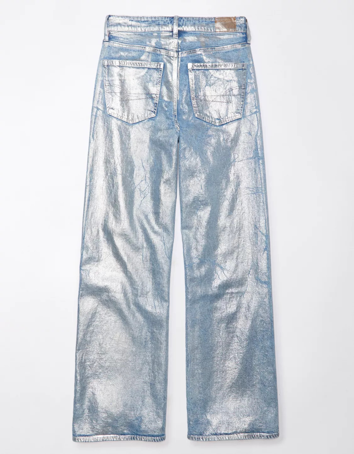 AE Stretch Metallic Super High-Waisted Baggy Wide-Leg Jean | American Eagle Outfitters (US & CA)
