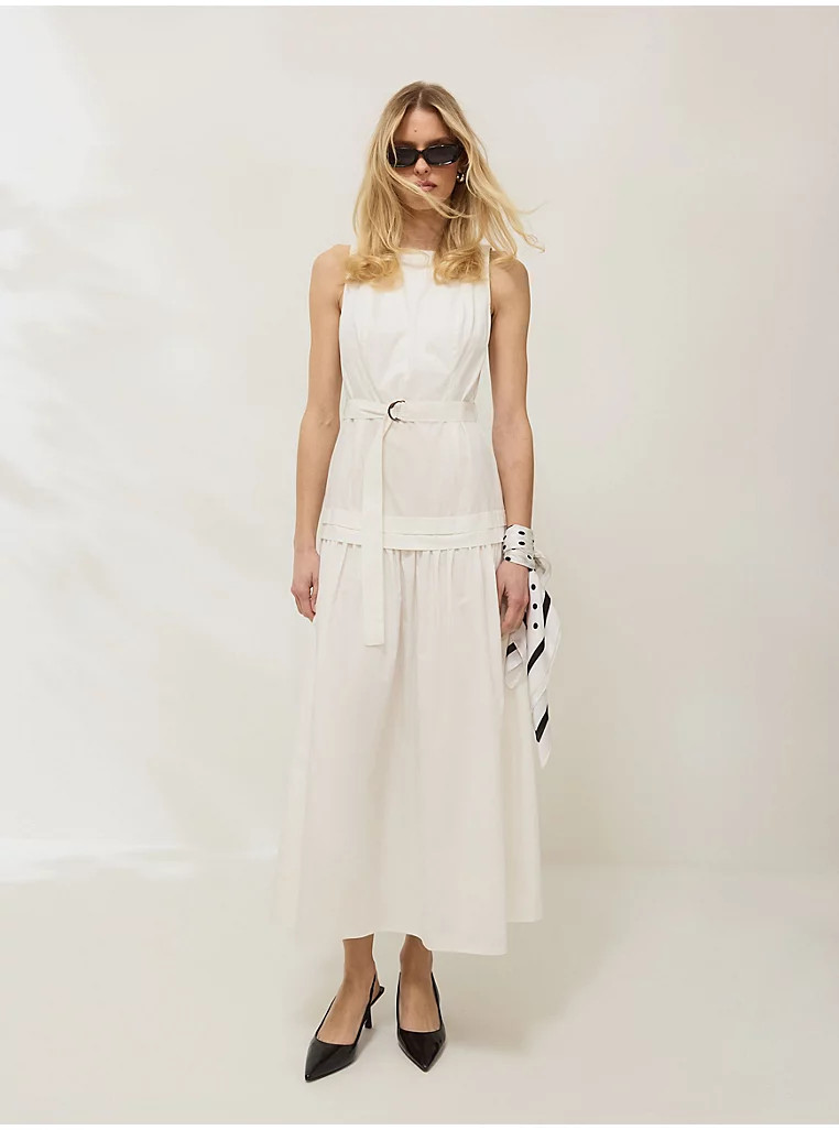 White Poplin Midi Dress | George