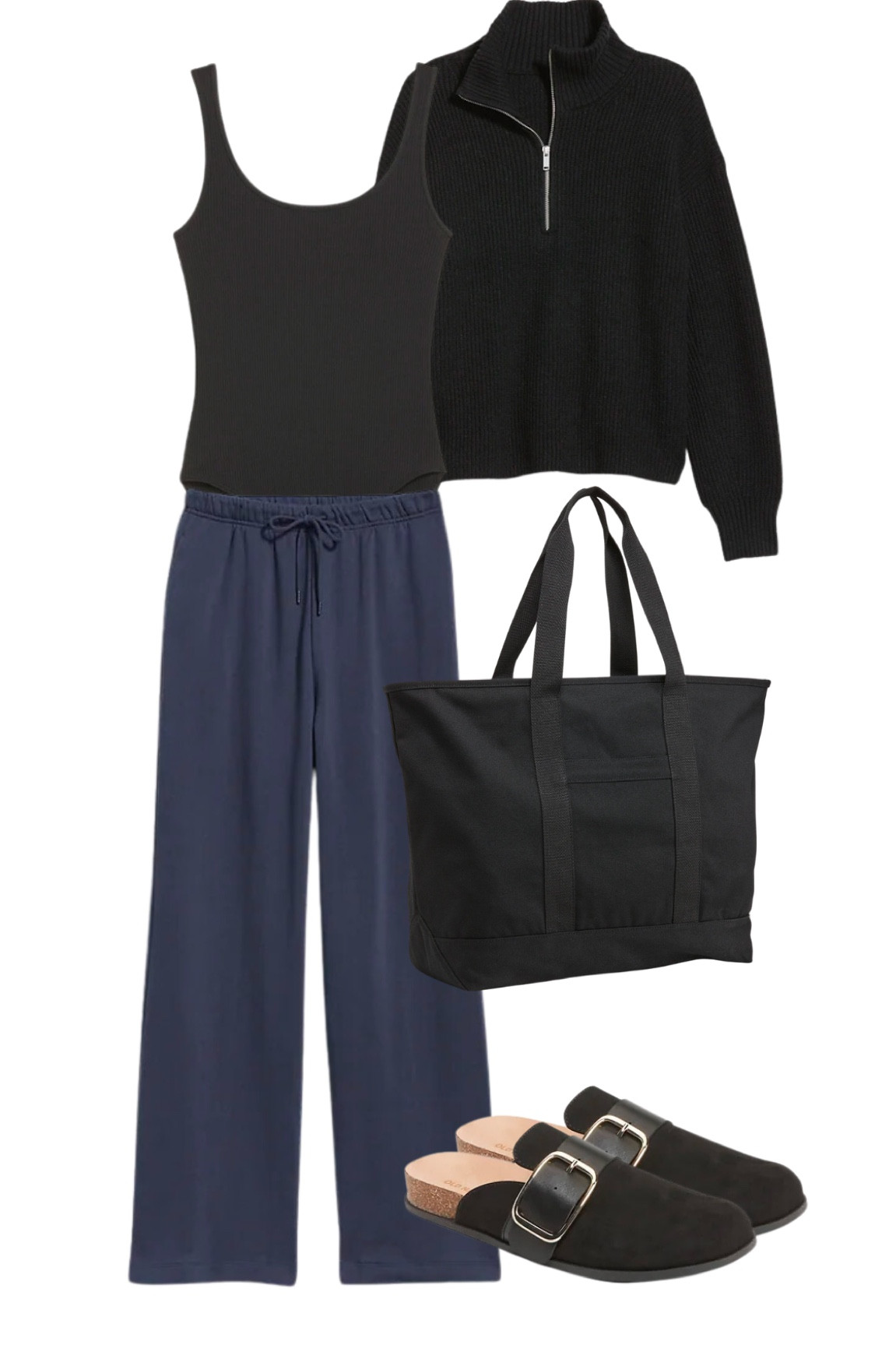 Old navy labor day sale, fall transition outfit, fall outfit inspo, back to school outfit, college class outfit, lounge wear, lazy day outfit, sweatpants, black bodysuit, loafers, airport outfit, casual everyday clothes, affordable fashion, clean girl aesthetic, minimal neutral aesthetic 

#LTKunder50 #LTKsalealert #LTKunder100