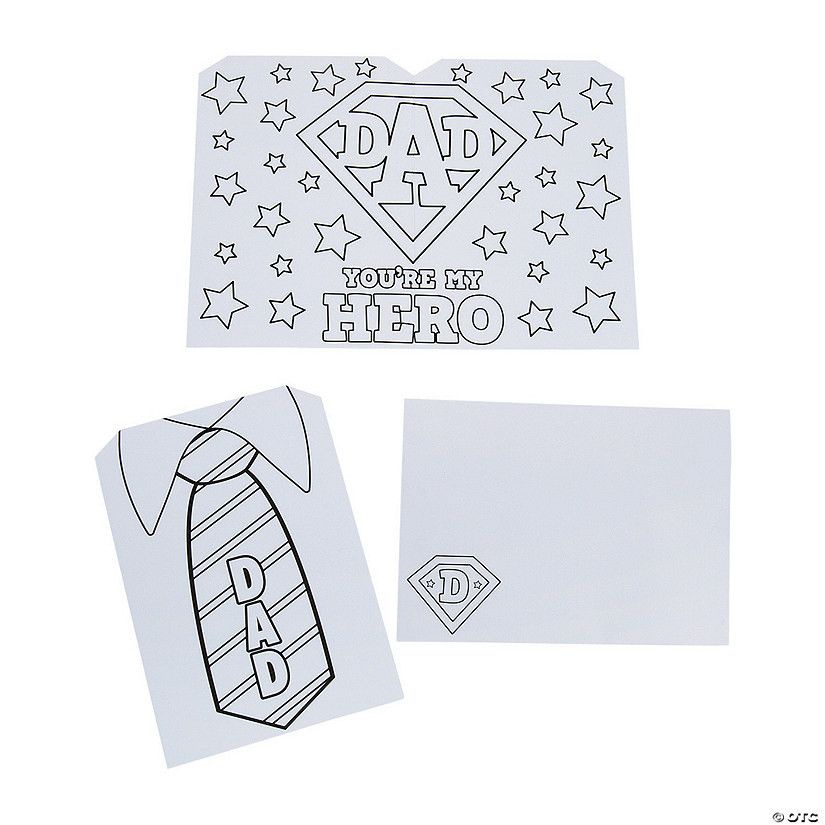 Color Your Own My Hero Father’s Day Cards - 12 Pc. | Oriental Trading Company