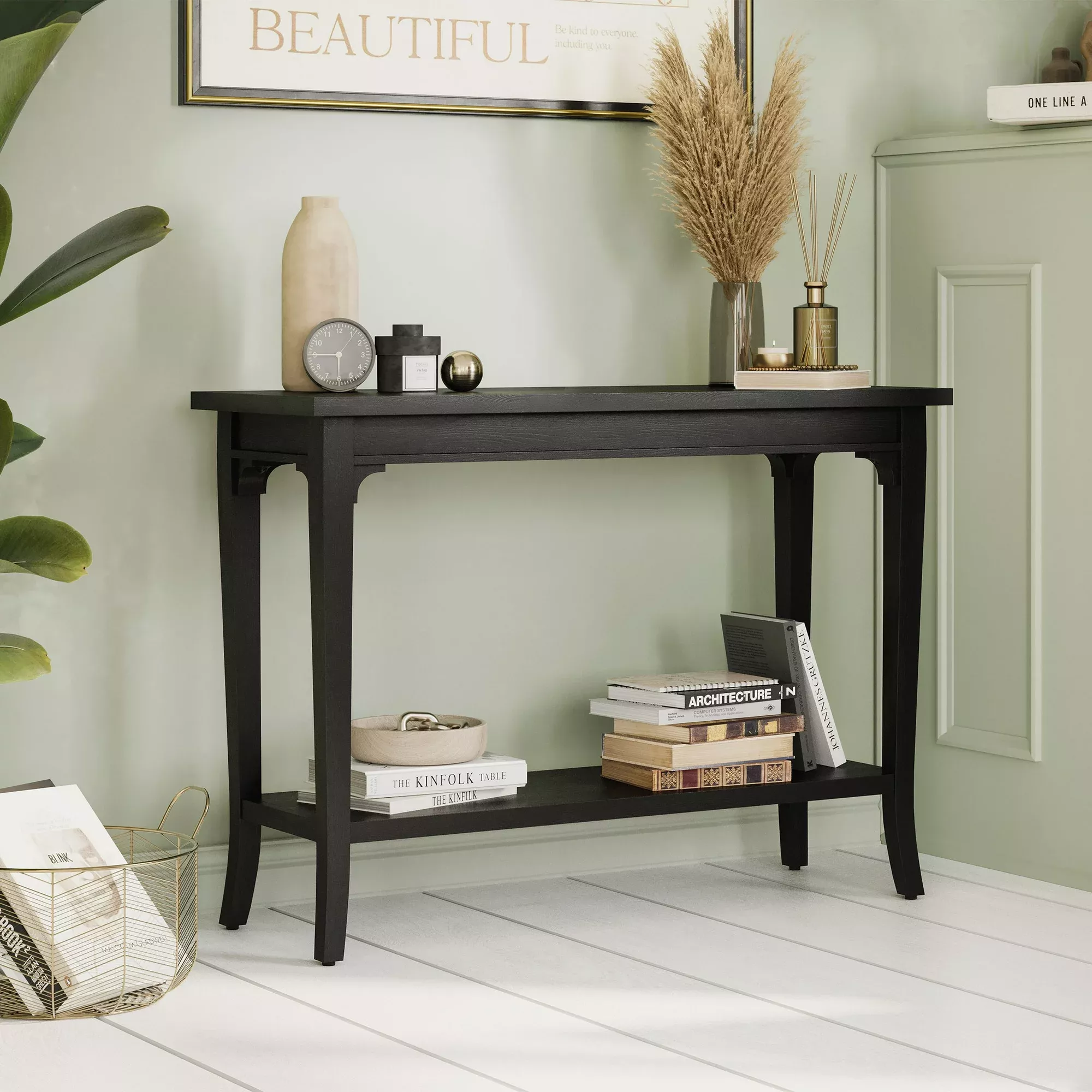 Beautiful Fluted 3-Shelf Bookcase with Storage Cabinet by Drew Barrymore,  Warm Honey Finish