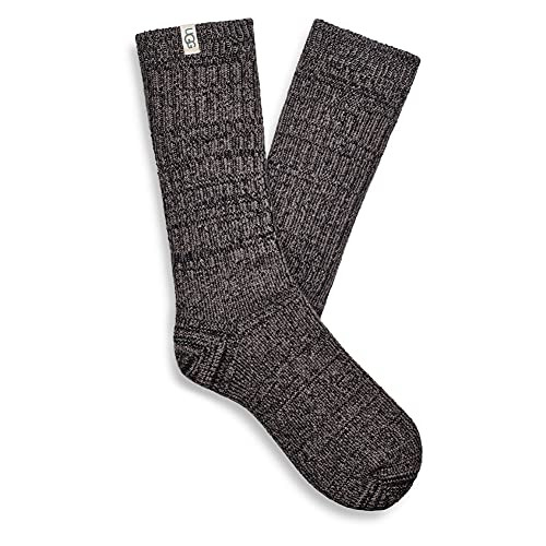 UGG Women's Rib Knit Slouchy Crew Socks, Grey / Black, O/S | Amazon (US)