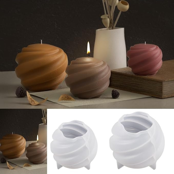 2 Pack Wave Candle Spiral Ball Resin Casting Mold Making Molds Silicone Mold for Candle Home Deco... | Amazon (US)