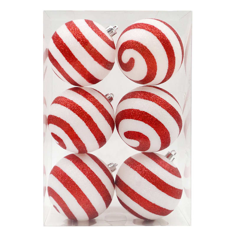 The Elf on the Shelf® 6-Count Red & White Striped Shatterproof Ornaments | At Home