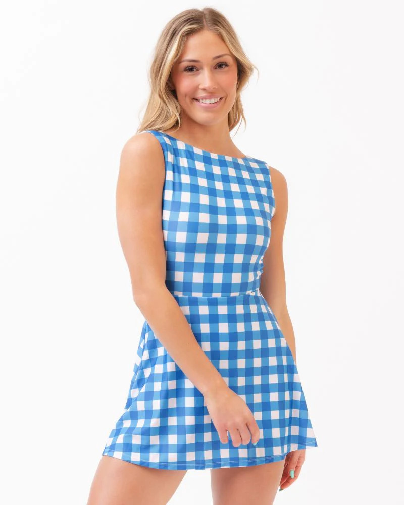 Blue Gingham Swim Dress | Lime Ricki
