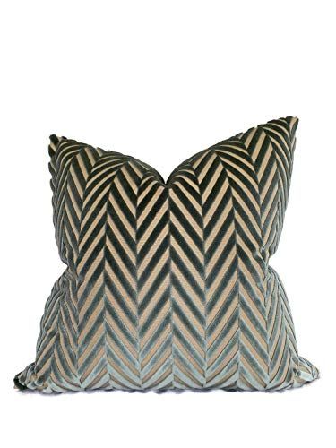 Schumacher Regent Velvet Pillow Cover in Aqua Blue | Amazon (US)