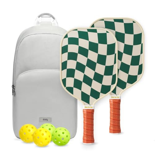 Dinkly Pickleball Paddles Set of 2 - USAPA Approved Graphite/Fiberglass Pickleballs Racket, 2 Paddles, 4 Balls, 1 Protable Carry Bag, Pickle Ball Set for Men Women, Wave Check | Amazon (US)