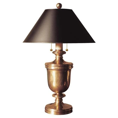 Visual Comfort Classical Antique Burnished Brass Black Shade Table Lamp | Kathy Kuo Home