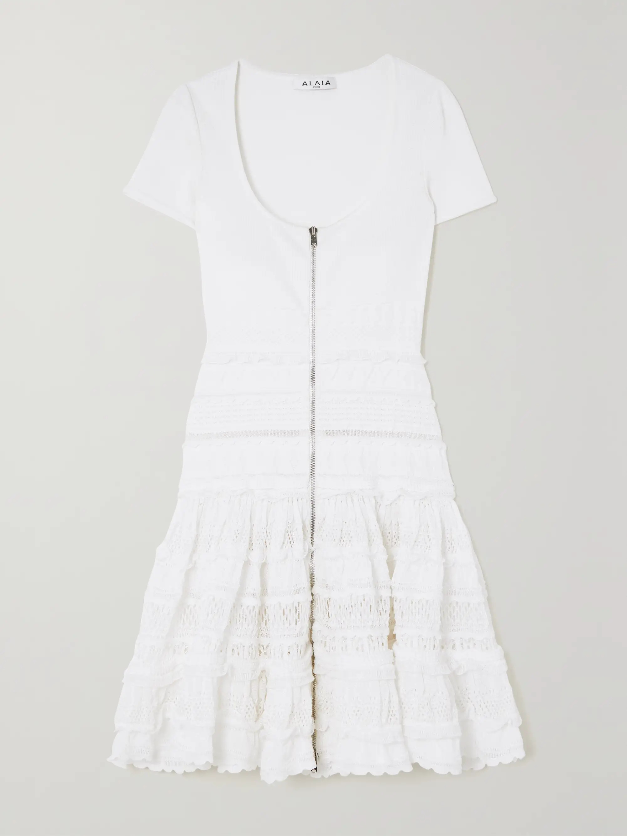 Ruffled crochet-knit mini dress | NET-A-PORTER (UK & EU)