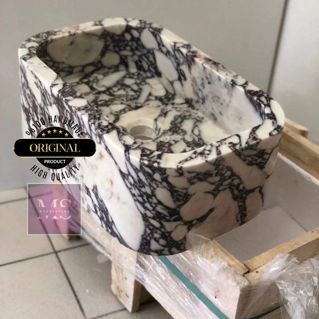 Hand-crafted Calacatta Marble Sink - Luxurious & Durable - Customizable - Bathroom Vanity - Etsy | Etsy (US)