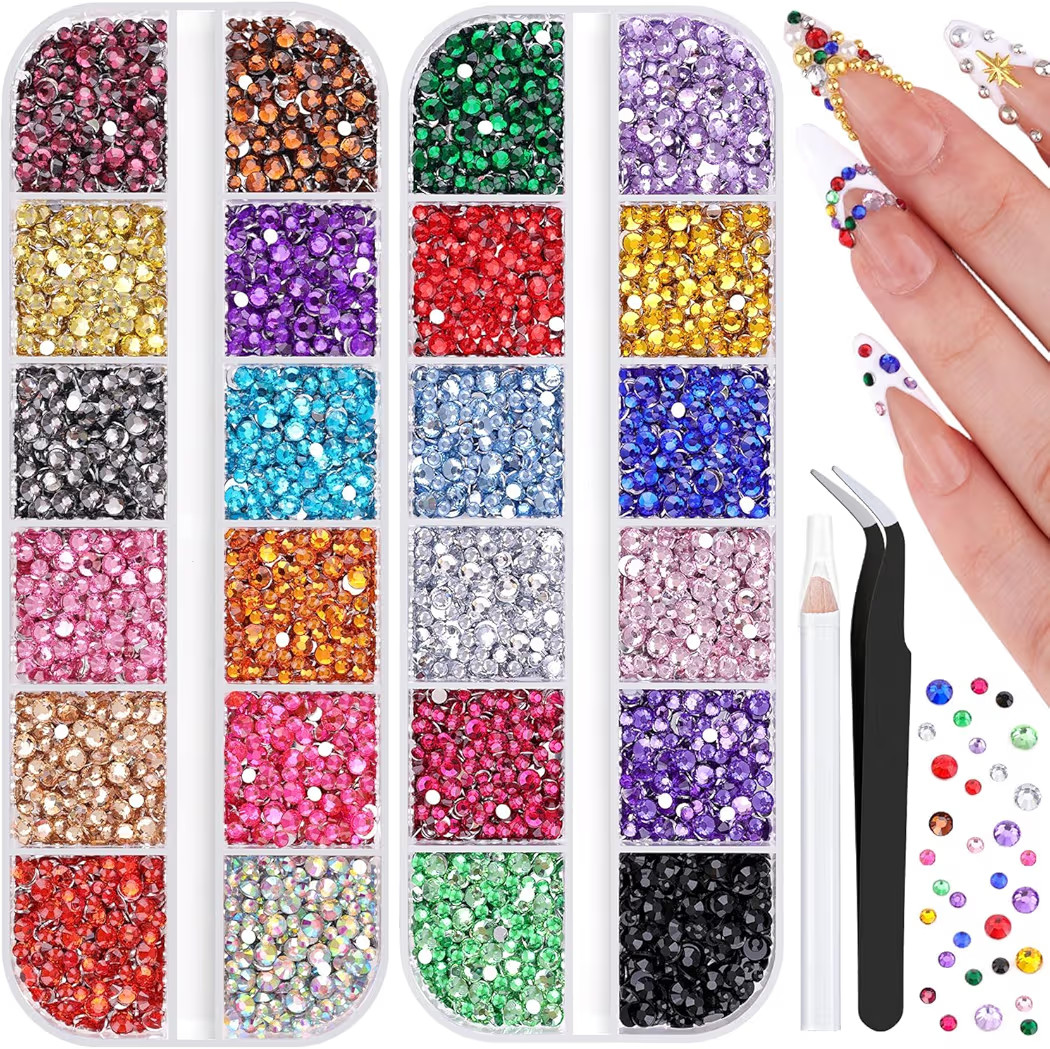 10000Pcs Small Resin Rhinestones for Nail Art, Colorful 2/3MM Flatback Bedazzling Gems, Nail Rhinestones and Gems Crystals Charms for Acrylic Tips Manicure Decor | Amazon (US)