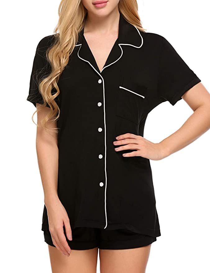 Ekouaer Pajamas Set Short Sleeve Sleepwear Womens Button Down Nightwear Soft Pj Lounge Sets XS-XX... | Amazon (US)